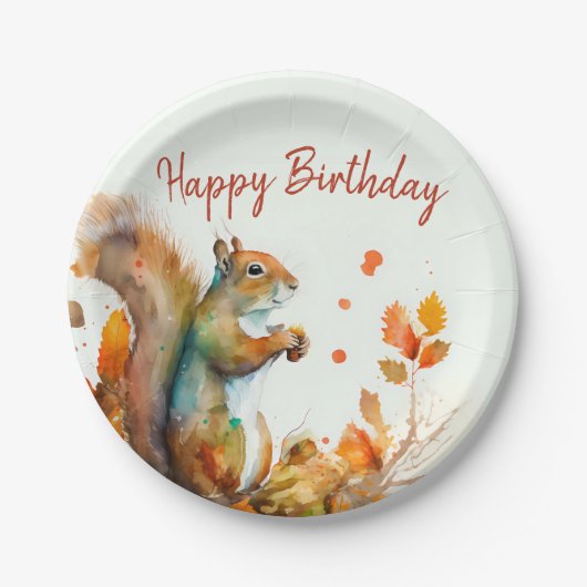 Assiettes En Carton Vues automne / Automne Écureuil - Fête d'anniversa (Devant)