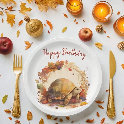 Assiettes En Carton Vues automne / automne Tortoise - fête d'anniversa