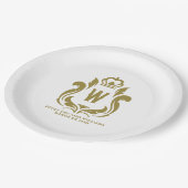 Assiettes En Carton W Monogramme Gold Crest (Angle)