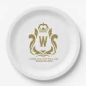 Assiettes En Carton W Monogramme Gold Crest (Devant)