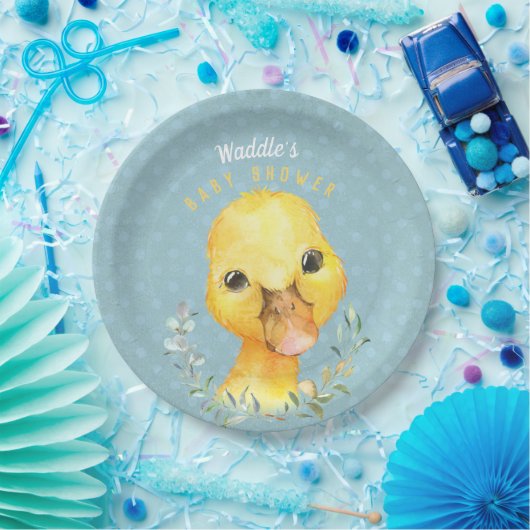 Assiettes En Carton Waddle McQuackers Cute Duck Plate - Baby shower (Fête)