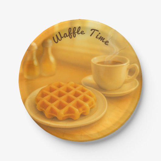 Assiettes En Carton Waffer Time - Plaque Papier Belge Petit Déjeuner (Devant)