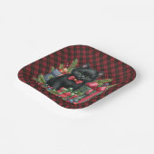 Assiettes En Carton Wallace Red Scottish Tartan Christmas Black Cat (Angulaire)