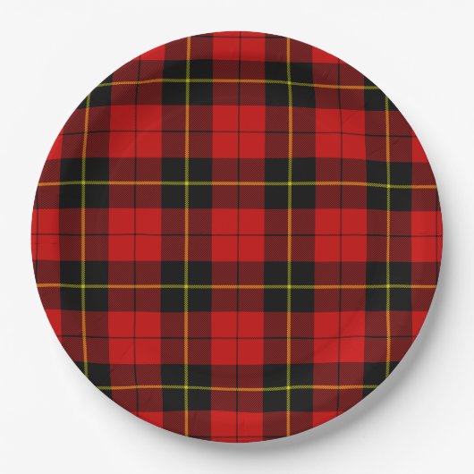 Assiettes En Carton Wallace tartan rouge noir plaid (Devant)