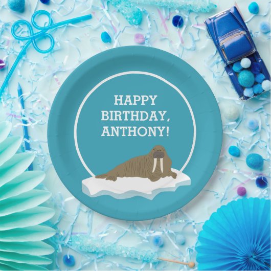 Assiettes En Carton Walrus sur une Iceberg Custom Birday Party (Fête)