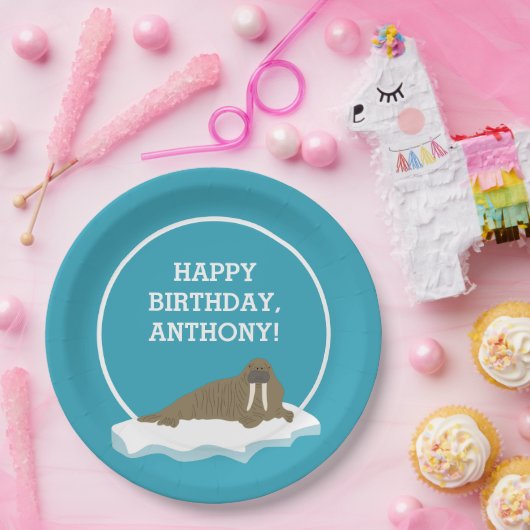 Assiettes En Carton Walrus sur une Iceberg Custom Birday Party (Fête)