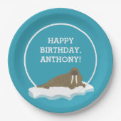 Assiettes En Carton Walrus sur une Iceberg Custom Birday Party (Devant)