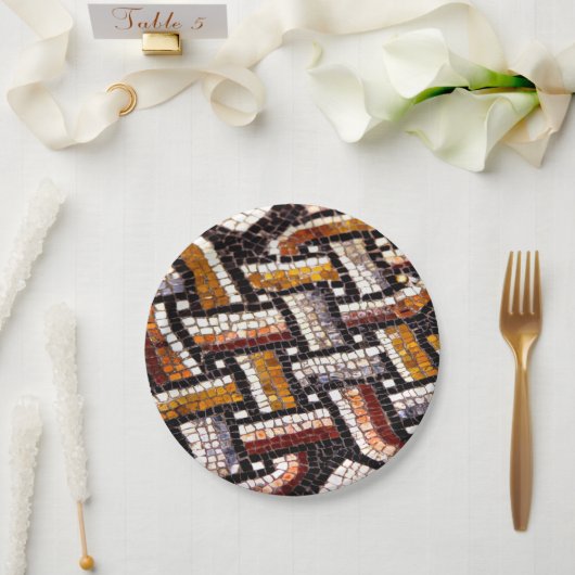 Assiettes En Carton Warm Autumn Toned Roman Tile Mosaic (Mariage)