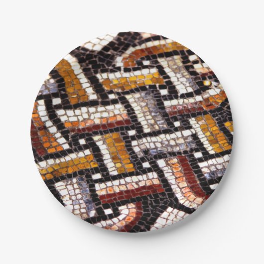 Assiettes En Carton Warm Autumn Toned Roman Tile Mosaic (Devant)