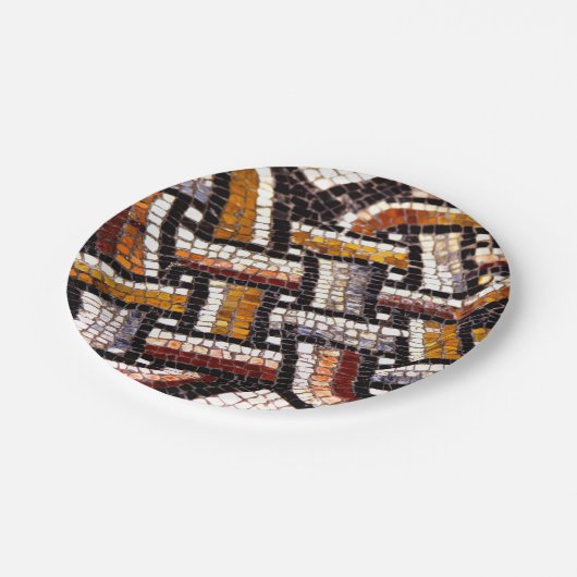 Assiettes En Carton Warm Autumn Toned Roman Tile Mosaic (Angle)