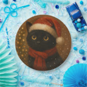 Assiettes En Carton Warm Christmas Cat (Fête)