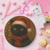 Assiettes En Carton Warm Christmas Cat (Fête)