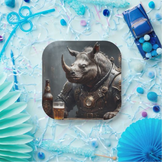 Assiettes En Carton Warrior Rhino (Fête)