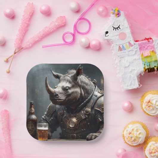 Assiettes En Carton Warrior Rhino (Fête)