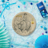 Assiettes En Carton Water Buffalo Kid Chinese Ox Année 2021 PP (Fête)