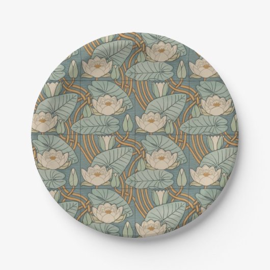 Assiettes En Carton Water Lys Lily Art Nouveau Nature (Devant)