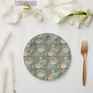 Assiettes En Carton Water Lys Lily Art Nouveau Nature