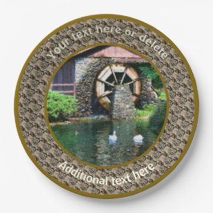 Assiettes En Carton Water Wheel Duck Pond Art Personnalisé