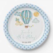 Assiettes En Carton Watercolo Hot Air Balloon Kid 5e fête d'anniversai (Devant)