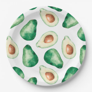Assiettes En Carton Watercolor Avocado Motif fête d'anniversaire