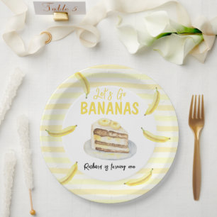 Assiettes En Carton Watercolor Banana Cake fête d'anniversaire