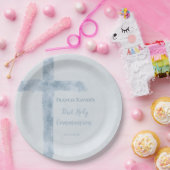 Assiettes En Carton watercolor blue cross  First Communion  (Fête)