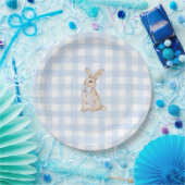 Assiettes En Carton Watercolor Blue Gingham Bunny (Fête)