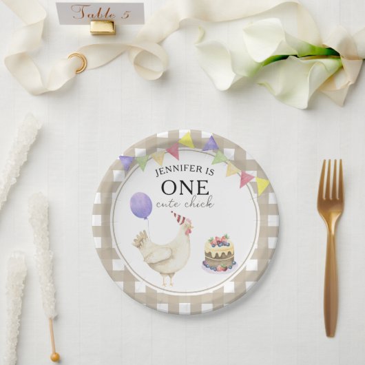 Assiettes En Carton Watercolor Chick 1er anniversaire (Mariage)