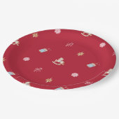 Assiettes En Carton Watercolor Christmas Toys and Sweets (Angle)