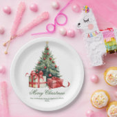 Assiettes En Carton Watercolor Christmas Tree Elegant Script (Fête)