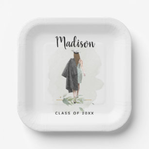 Assiettes En Carton Watercolor College Graduation Custom Grad Party