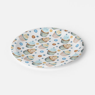 Assiettes En Carton Watercolor cupcakes
