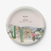 Assiettes En Carton Watercolor Desert Cactus Boho Wedding (Devant)