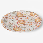 Assiettes En Carton Watercolor Fall Pmpkins Rustique Farmhouse (Angle)