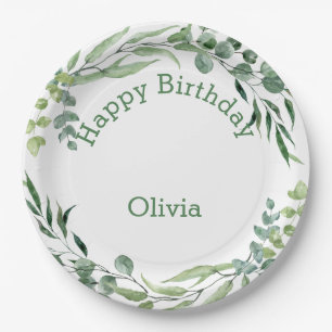 Assiettes En Carton Watercolor Floral fête d'anniversaire