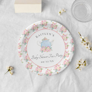 Assiettes En Carton Watercolor Floral Tea Party   BABY SHOWER