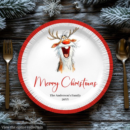 Assiettes En Carton Watercolor Funny Santa Custom Christmas Plates