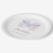 Assiettes En Carton Watercolor Lavender Butterfly 1st Birthday Party (Angle)