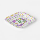 Assiettes En Carton Watercolor Mardi Gras Monogram Crest (Angulaire)