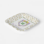 Assiettes En Carton Watercolor Mardi Gras Monogram Crest (Angulaire)