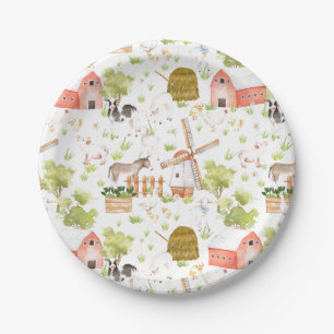 Assiettes En Carton Watercolor Nursery Farm Animaux terrestres