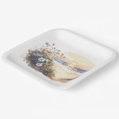 Assiettes En Carton Watercolor Ocean Beach avec fleurs (Angulaire)
