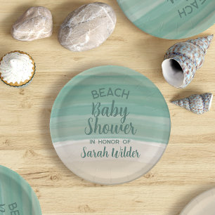 Assiettes En Carton Watercolor Ocean Beach Baby shower