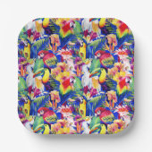 Assiettes En Carton Watercolor Parrots (Recto)