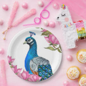 Assiettes En Carton Watercolor peacock (Fête)
