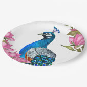Assiettes En Carton Watercolor peacock (Angle)
