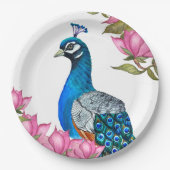 Assiettes En Carton Watercolor peacock (Devant)