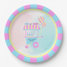 Watercolor Pink and Blue Circus Tent Gender Reveal