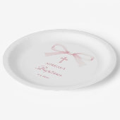 Assiettes En Carton Watercolor Pink Bow Baptism (Angle)