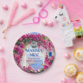 Assiettes En Carton Watercolor Pink Flowers Blue Tiles Disco Ball (Fête)